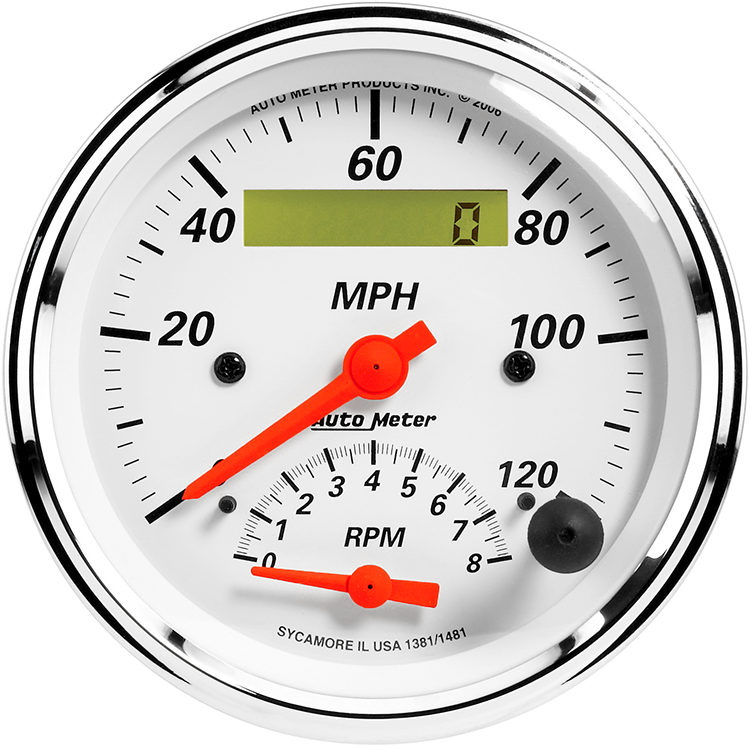 1381 Auto Meter Arctic White 3 3/8" Speedometer/Tachometer Combo Gauge (120 MPH / 8,000 RPM)