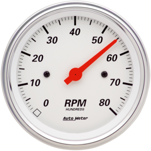 1390 Auto Meter Arctic White 3 3/8" In-Dash 8,000 RPM Tachometer