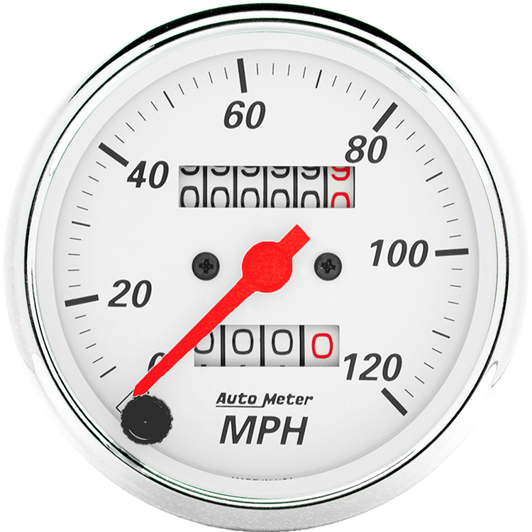 1396 Auto Meter Arctic White 3 1/8" Mechanical 0-120 MPH Speedometer