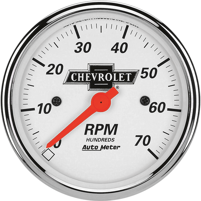 1398-00408 Auto Meter Chevy Vintage Bowtie 3-1/8" In-Dash 7,000 RPM Tachometer