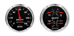 1403 AutoMeter Designer Black 2 Gauge Kit (5" Speedometer & Quad)