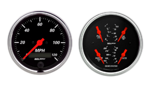 1408 Auto Meter Designer Black 2 Gauge Kit (3 3/8" Speedometer & Quad)