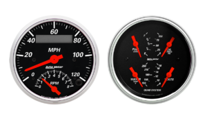 1409 Auto Meter Designer Black 2 Gauge Kit (3 3/8" Speedometer/Tachometer & Quad)