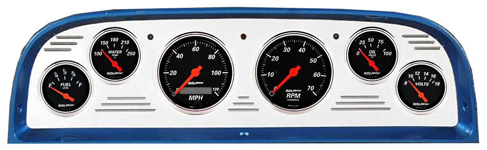 1960-1963 Chevy Truck Billet Aluminum Gauge Panel w/ Auto Meter Street Rod series gauges - Image 2