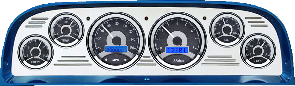 1960-1963 Chevy Truck Billet Aluminum Gauge Panel w/ Dakota Digital VHX Black Alloy Gauges