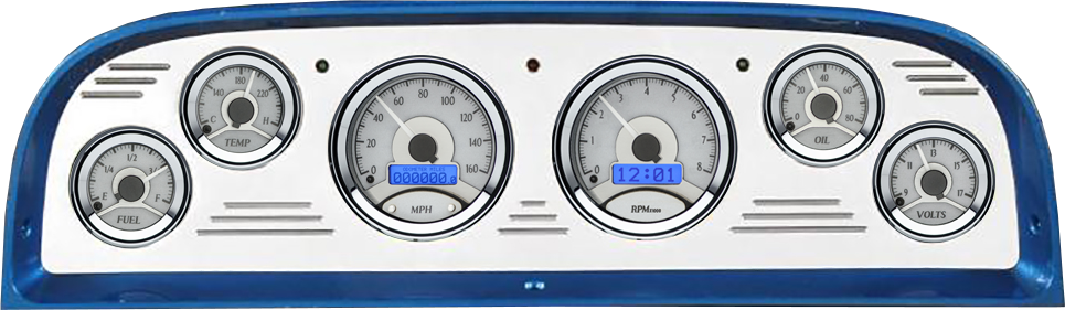 1960-1963 Chevy Truck Aluminum Gauge Panel w/ Dakota Digital VHX Silver Alloy Gauges