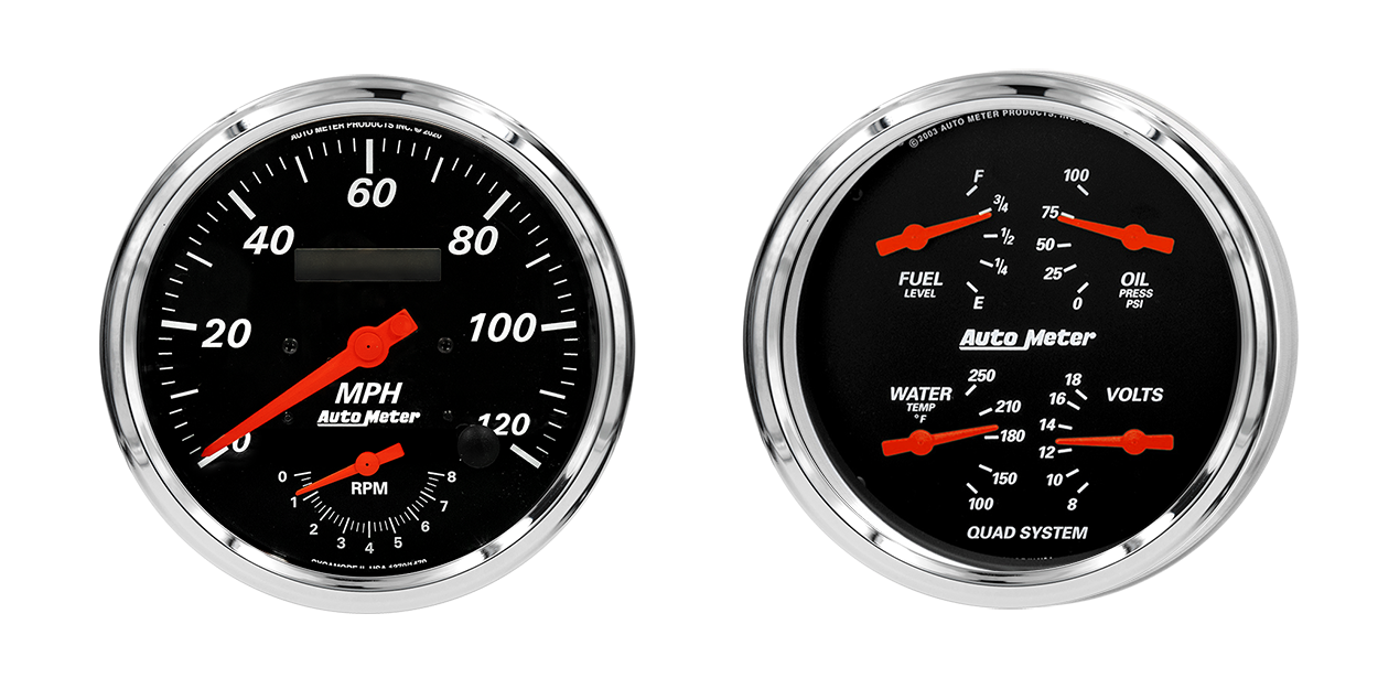 1452 AutoMeter Designer Black 2 Gauge Kit (5? Speedometer/Tach & Quad)