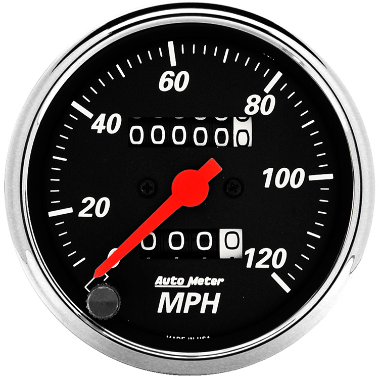 1476 Auto Meter Designer Black 3 1/8" Mechanical 0-120 MPH Speedometer