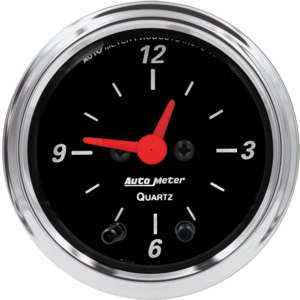 1484 Auto Meter Designer Black 2 1/16" Quartz Clock 12 volt or 16 volt