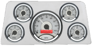 1960-1961 GMC Truck Billet Aluminum 5 Gauge Direct Fit Panel w/ Dakota Digital VHX-1050 Silver Alloy Gauges
