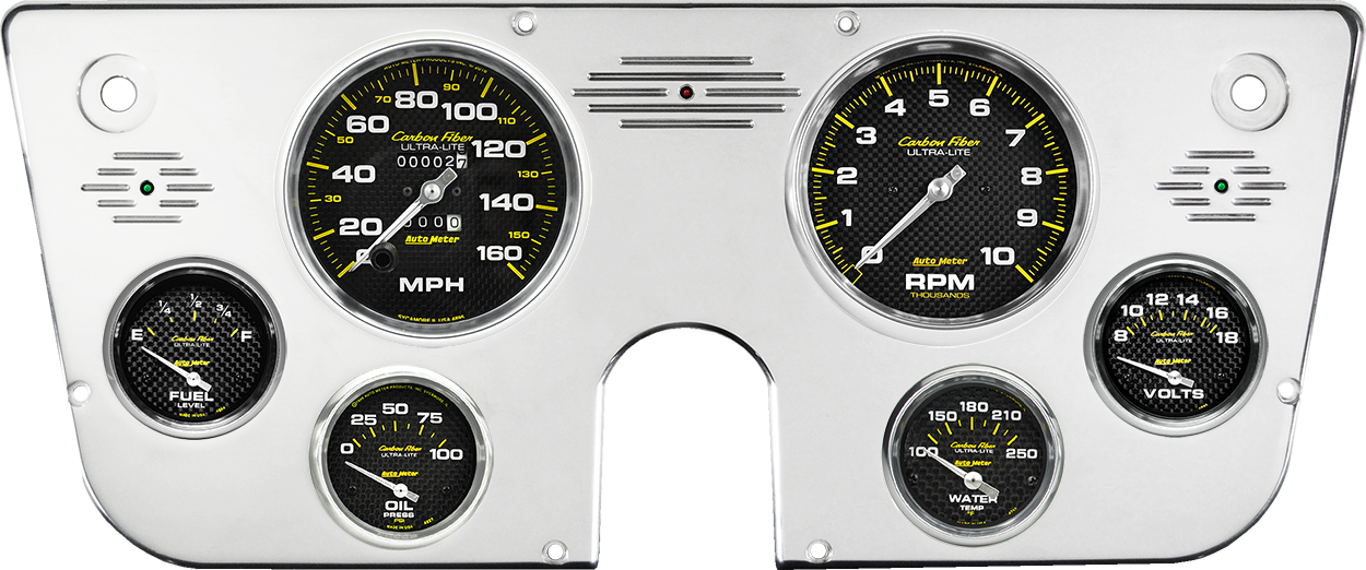 1967-1972 Chevy Truck Aluminum Gauge Panel w/ Auto Meter Carbon Fiber Gauges - Image 6