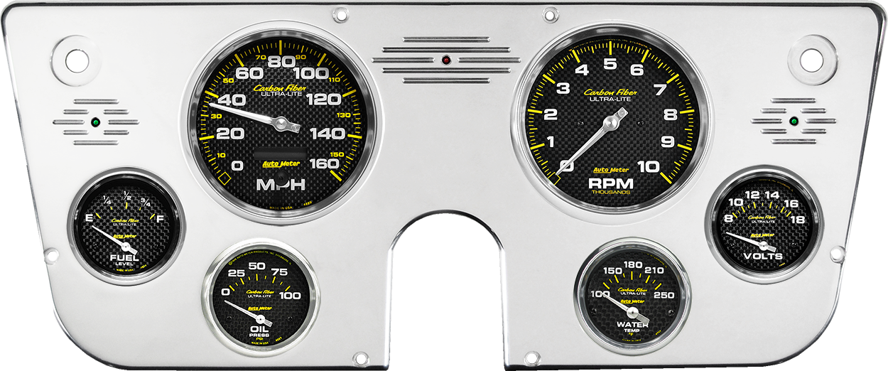 1967-1972 Chevy Truck Aluminum Gauge Panel w/ Auto Meter Carbon Fiber Gauges - Image 2