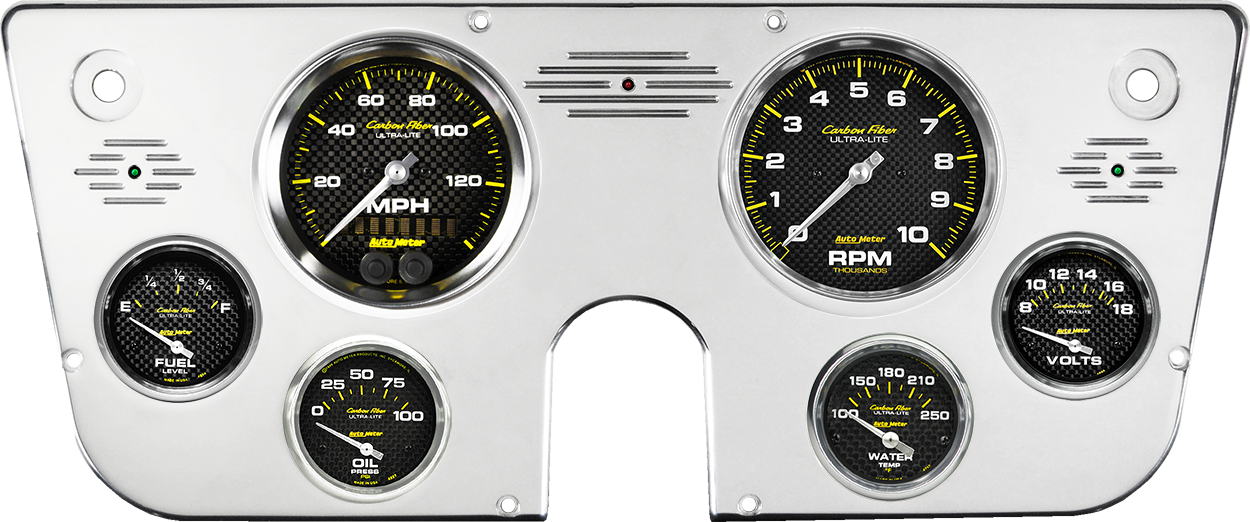 1967-1972 Chevy Truck Aluminum Gauge Panel w/ Auto Meter Carbon Fiber Gauges - Image 4