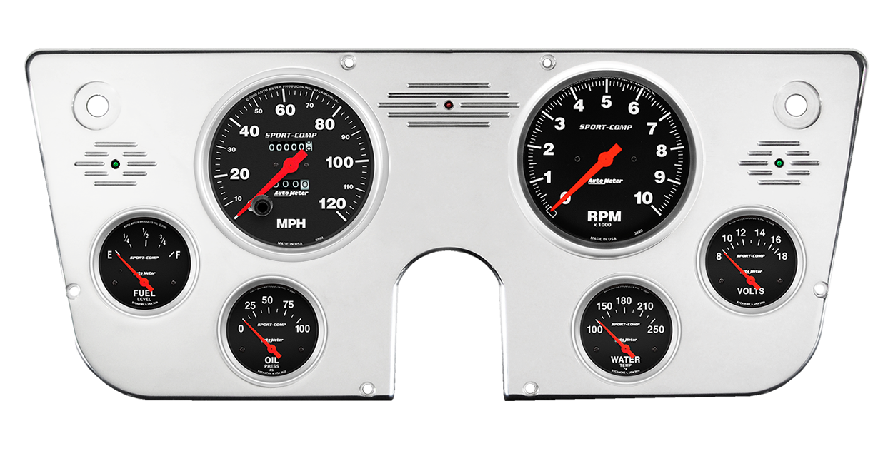 1967-1972 Chevy Truck Aluminum Gauge Panel w/ Auto Meter Sport-Comp Gauges - Image 4
