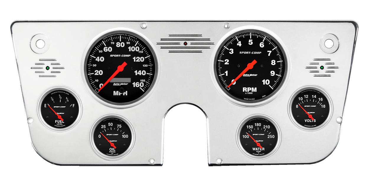 1967-1972 Chevy Truck Aluminum Gauge Panel w/ Auto Meter Sport-Comp Gauges - Image 2