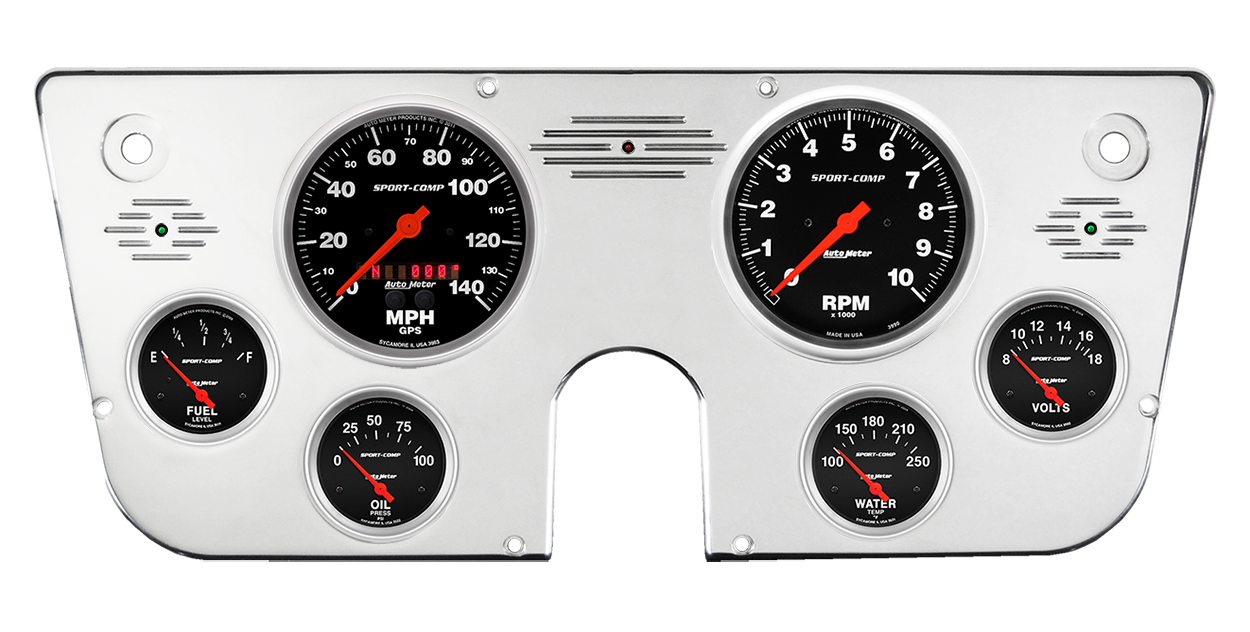 1967-1972 Chevy Truck Aluminum Gauge Panel w/ Auto Meter Sport-Comp Gauges - Image 6