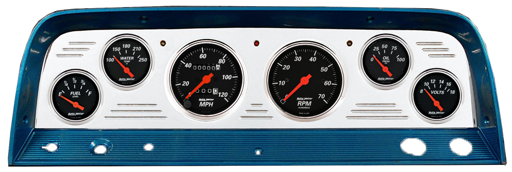 1964-1966 Chevy Truck Billet Aluminum Gauge Panel w/ Auto Meter Street Rod series gauges - Image 3