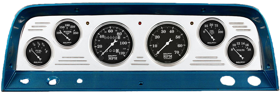 1964-1966 Chevy Truck Billet Aluminum Gauge Panel w/ Auto Meter Street Rod series gauges - Image 4