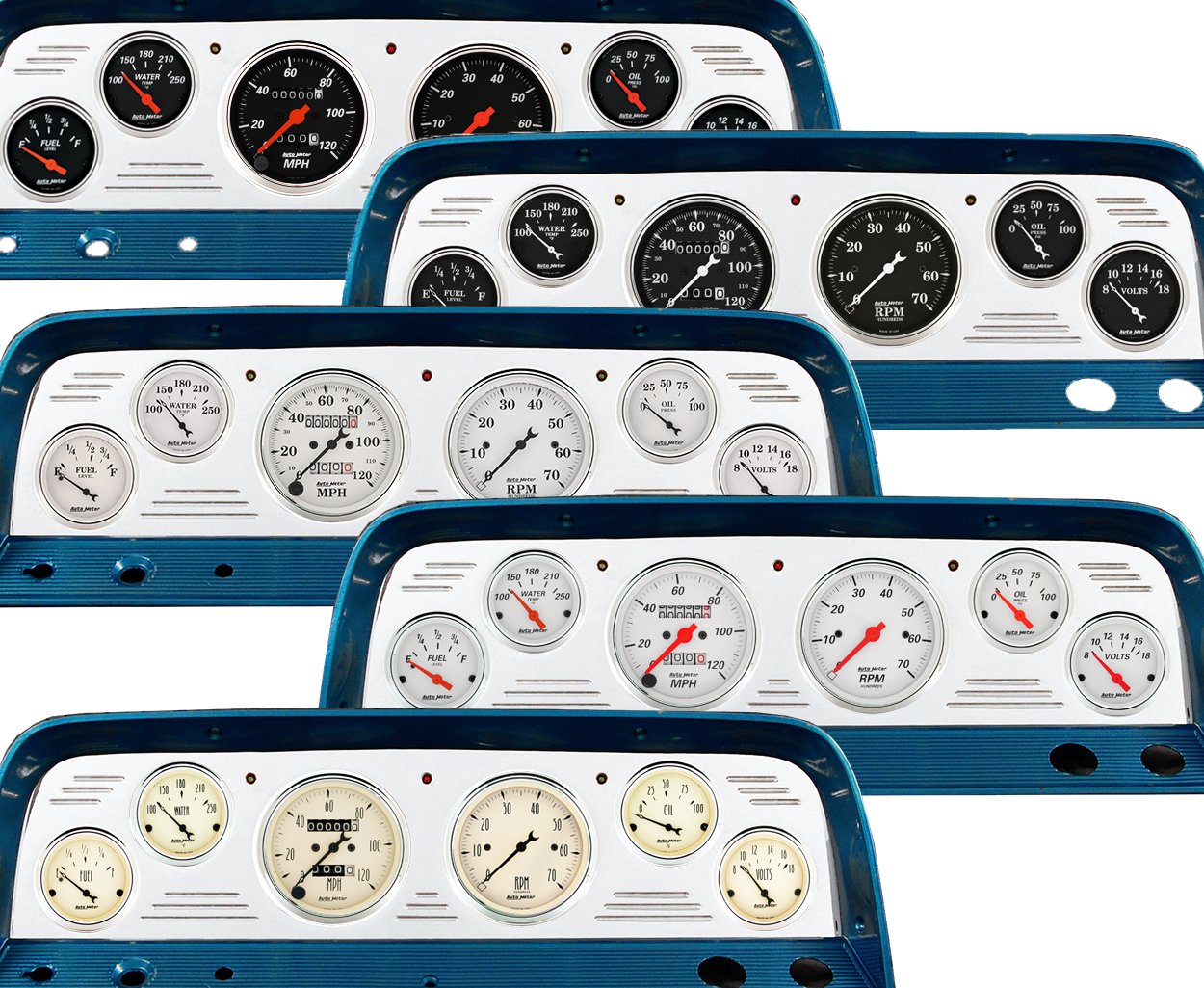 1964-1966 Chevy Truck Billet Aluminum Gauge Panel w/ Auto Meter Street Rod series gauges