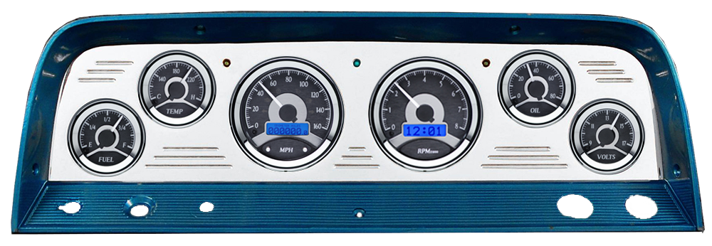 1964-1966 Chevy Truck Billet Aluminum Gauge Panel w/ Dakota Digital VHX Black Alloy Gauges