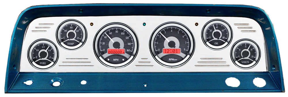 1964-1966 Chevy Truck Billet Aluminum Gauge Panel w/ Dakota Digital VHX Black Alloy Gauges - Image 5