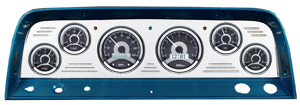 1964-1966 Chevy Truck Billet Aluminum Gauge Panel w/ Dakota Digital VHX Black Alloy Gauges - Image 3
