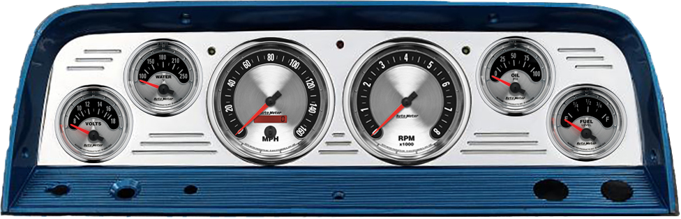 1964-1966 Chevy Truck Aluminum Dash Insert w/ Auto Meter American Muscle Gauges