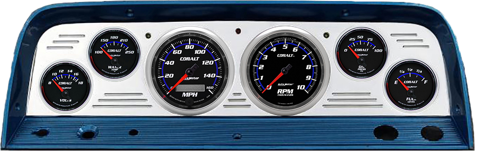 1964-1966 Chevy Truck Billet Aluminum Gauge Panel w/ Auto Meter Cobalt Gauges