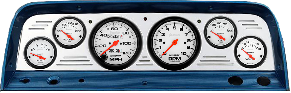 1964-1966 Chevy Truck Billet Aluminum Gauge Panel w/ Auto Meter Phantom Gauges