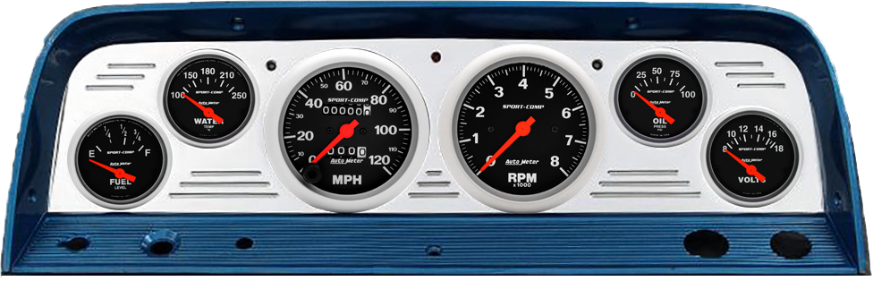 1964-1966 Chevy Truck Billet Aluminum Gauge Panel w/ Sport-Comp gauges