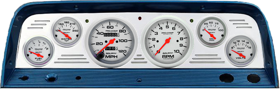 1964-1966 Chevy Truck Billet Aluminum Gauge Panel w/ Ultra-Lite gauges