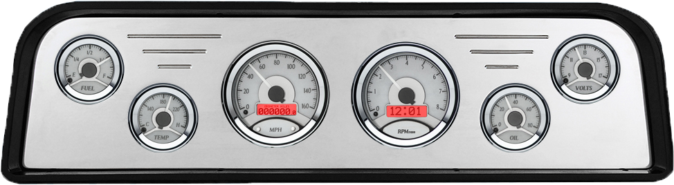 1962-1966 GMC Truck Billet Aluminum Gauge Panel w/ Dakota Digital VHX Silver Alloy Gauges