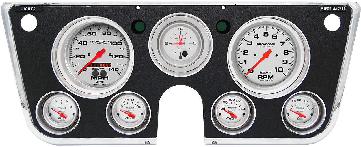 1967-1972 Chevy Truck Aluminum Adapter Kit w/ Auto Meter Ultra-Lite Gauges
