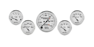 1601 Auto Meter Old Tyme White 5 Gauge Kit w/ Mechanical Speedometer (3 1/8" & 2 1/16")