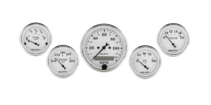 1602 Auto Meter Old Tyme White 5 Gauge Kit w/ Electric Speedometer (3 1/8" & 2 1/16")