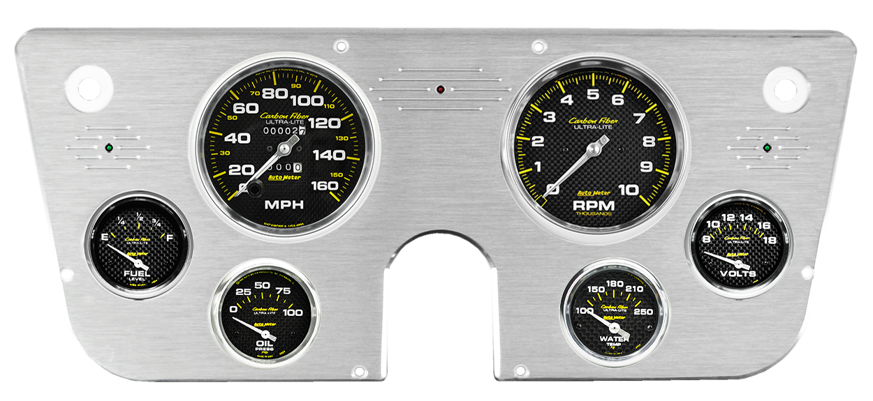 1967-1972 Chevy Truck Aluminum Gauge Panel w/ Auto Meter Carbon Fiber Gauges - Image 5