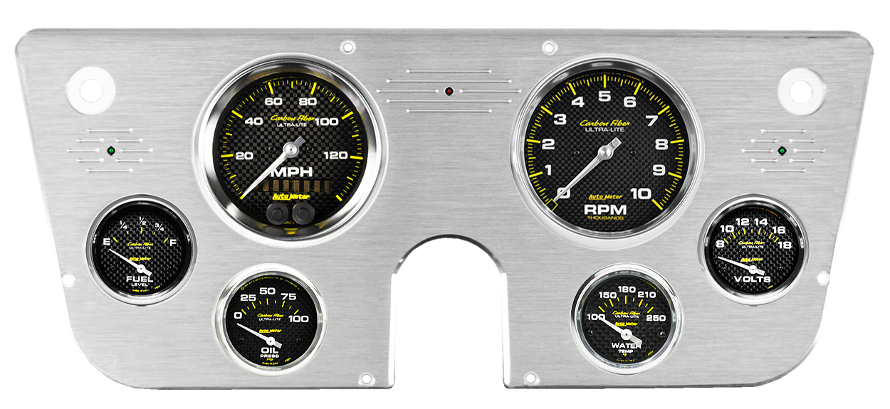 1967-1972 Chevy Truck Aluminum Gauge Panel w/ Auto Meter Carbon Fiber Gauges - Image 3