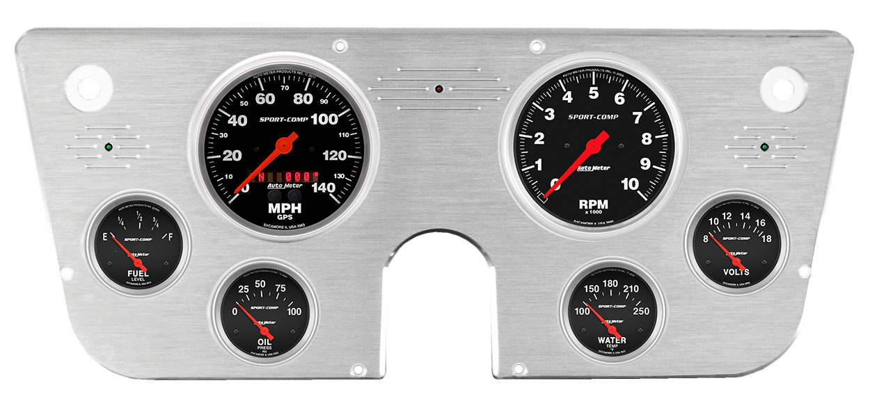 1967-1972 Chevy Truck Aluminum Gauge Panel w/ Auto Meter Sport-Comp Gauges - Image 5