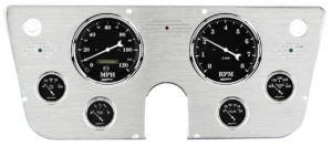 1967-1972 Chevy Truck Aluminum Gauge Panel w/ Auto Meter Old Tyme Black Gauges