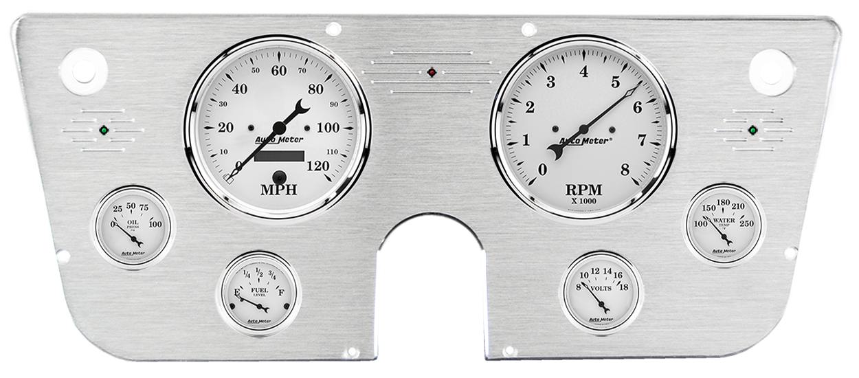 1967-1972 Chevy Truck Aluminum Gauge Panel w/ Auto Meter Old Tyme White Gauges