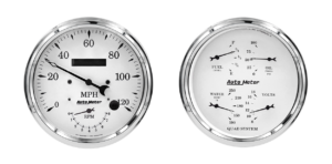 1652 AutoMeter Old Tyme White 2 Gauge Kit (5? Speedometer/Tach & Quad)