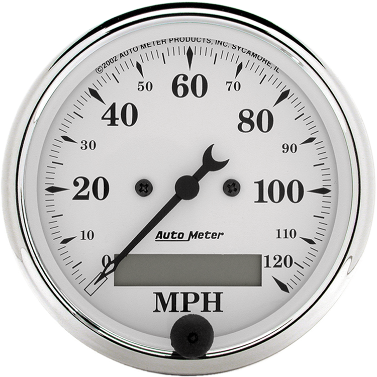 1688 Auto Meter Old Tyme White 3 1/8" Electric 0-120 MPH Speedometer