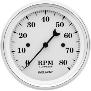 1690 Auto Meter Old Tyme White 3 3/8" In-Dash 8,000 RPM Tachometer