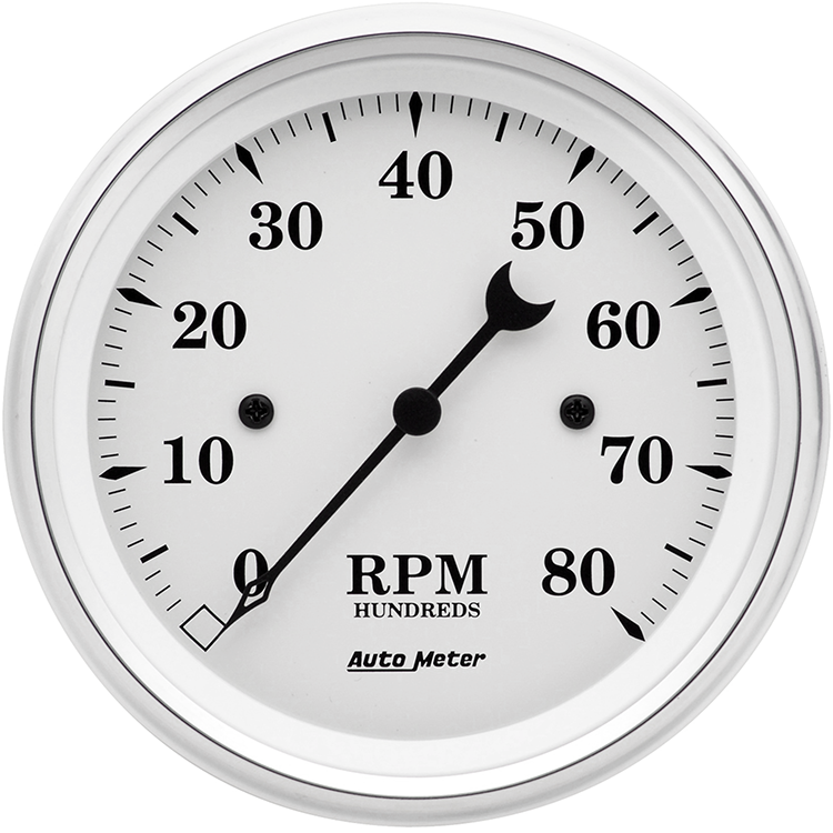 1690 Auto Meter Old Tyme White 3 3/8" In-Dash 8,000 RPM Tachometer