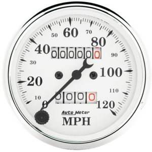 1693 Auto Meter Old Tyme White 3 1/8" Mechanical 0-120 MPH Speedometer