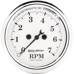 1694 Auto Meter Old Tyme White 2 1/16" In-Dash 7,000 RPM Tachometer