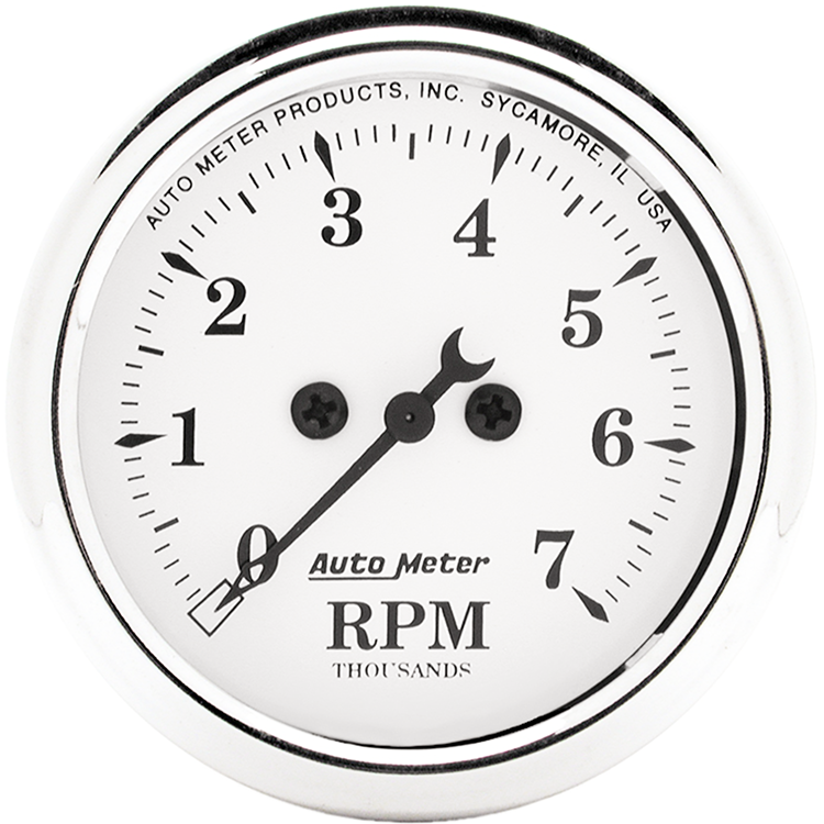 1694 Auto Meter Old Tyme White 2 1/16" In-Dash 7,000 RPM Tachometer