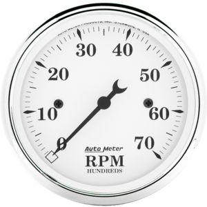 1695 Auto Meter Old White 3-1/8" In-Dash 7,000 RPM Tachometer