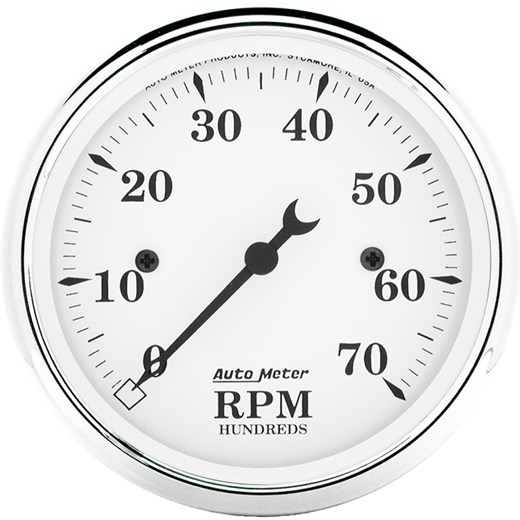 1695 Auto Meter Old White 3-1/8" In-Dash 7,000 RPM Tachometer