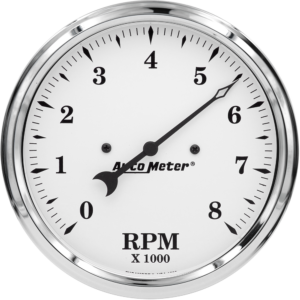 1699 Auto Meter Old Tyme White 5" In-Dash 8,000 RPM Tachometer